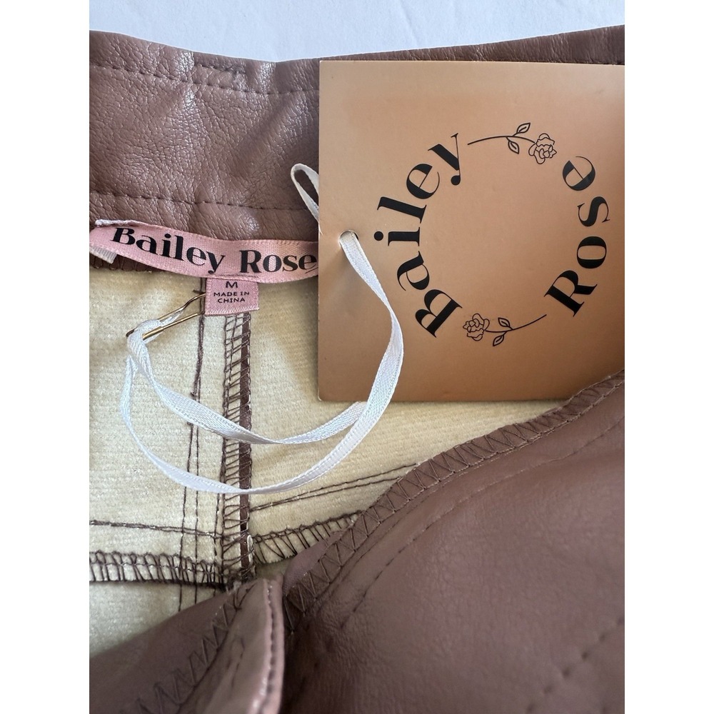 Vintage NWT Bailey Rose Faux Leather Pants Sz M Brown Baggy - Picture 5 of 7